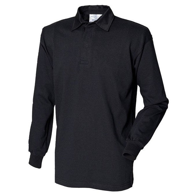 Front Row Long Sleeve Rugby Shirt 100% Cotton Woven Collar Customizable Logo