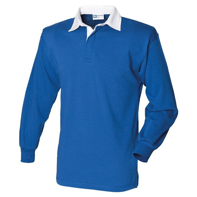 Front Row Long Sleeve Rugby Shirt 100% Cotton Woven Collar Customizable Logo