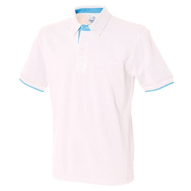 Front Row Contrast PiquÃ© Polo Shirt 100% Cotton Tipped Sleeves Size S-2XL