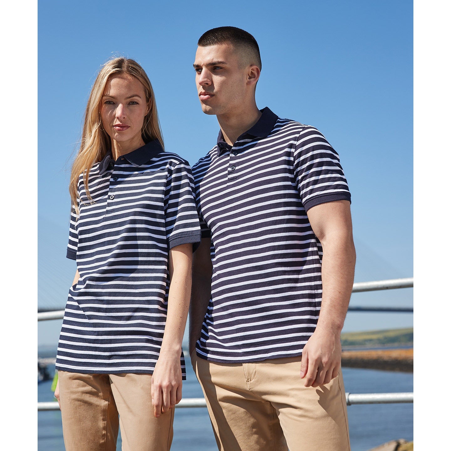 Front Row Striped Jersey Polo Shirt 100% Cotton Tag-Free Casual Wear XS-2XL