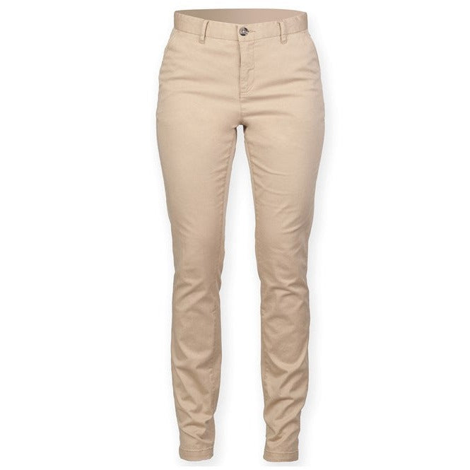 Front Row Women's Stretch Chinos Flat Front Lightweight Casual Trousers