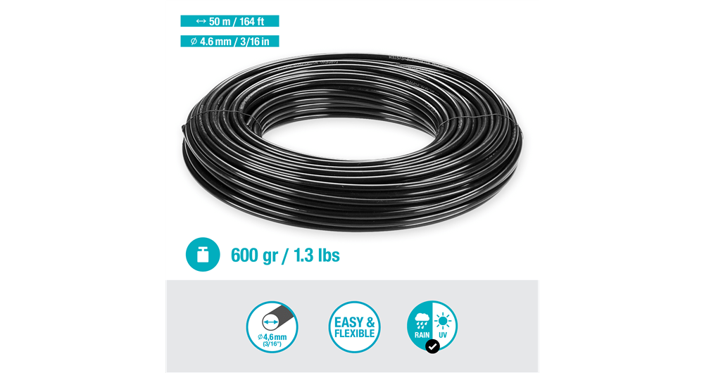 Gardena 4.6mm Supply Pipe 50m for Drip Heads and Spray Nozzles