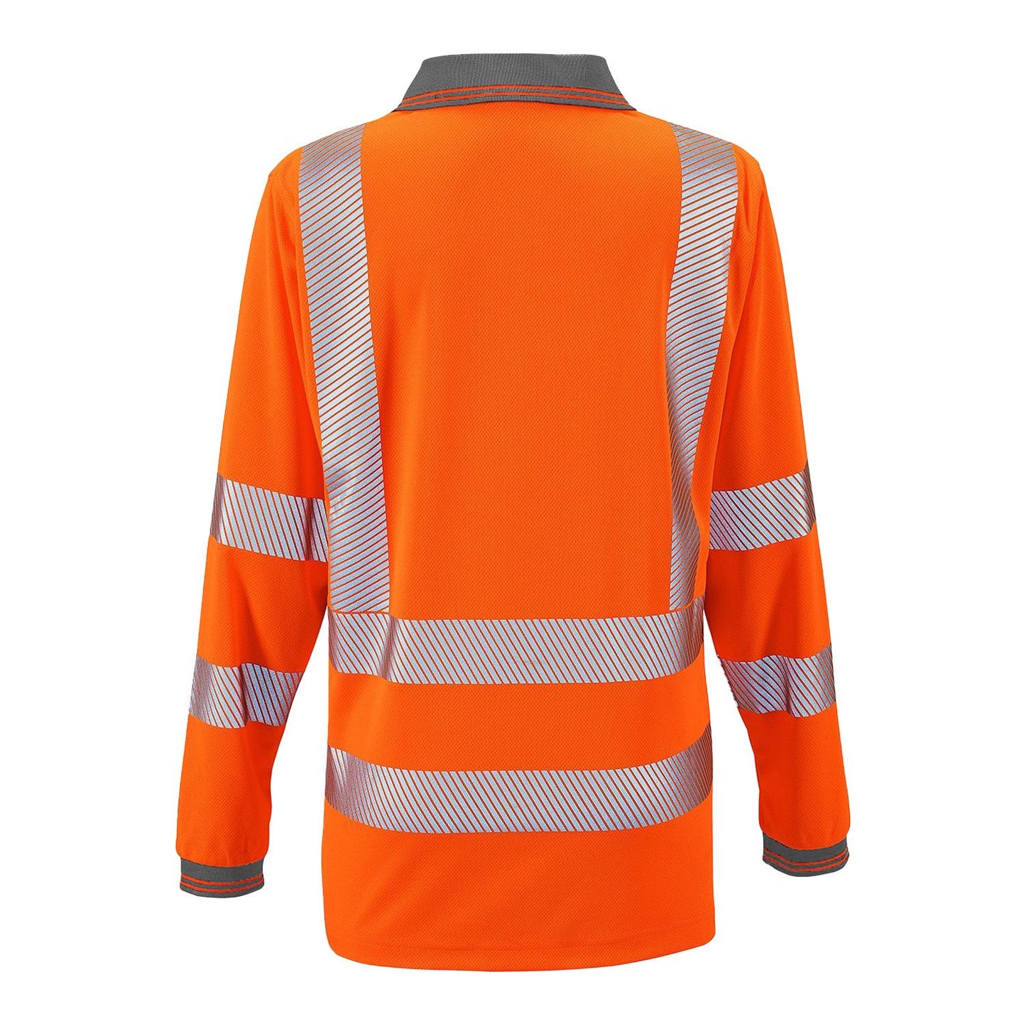 Supertouch Ladies Hi Vis Orange Jaya Bird Eye Long Sleeve Polo UPF 40+
