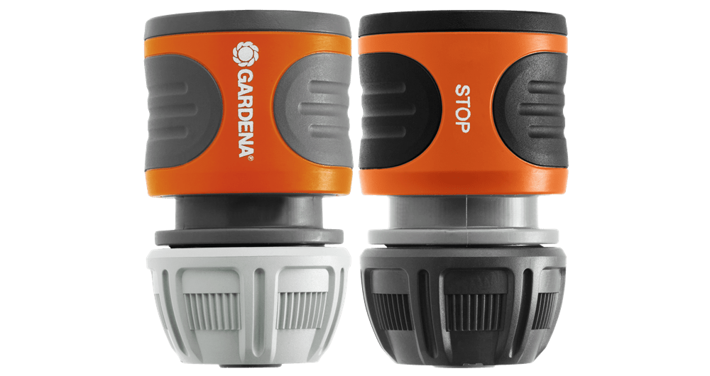 Gardena Hose Connection Set 1/2" - 5/8" with Water Stop and Easy Grip Design