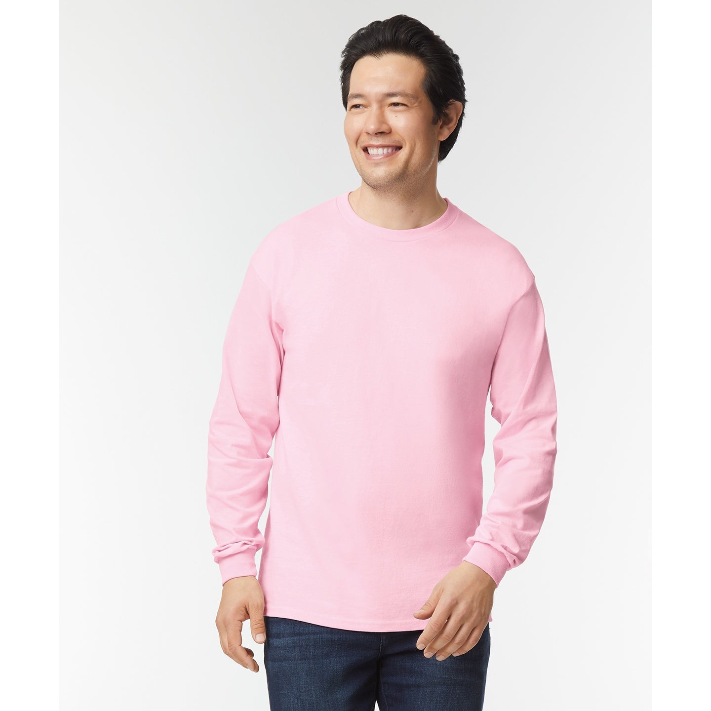 Gildan Ultra Cotton Long Sleeve T-Shirt Light Pink 100% Cotton Classic Fit