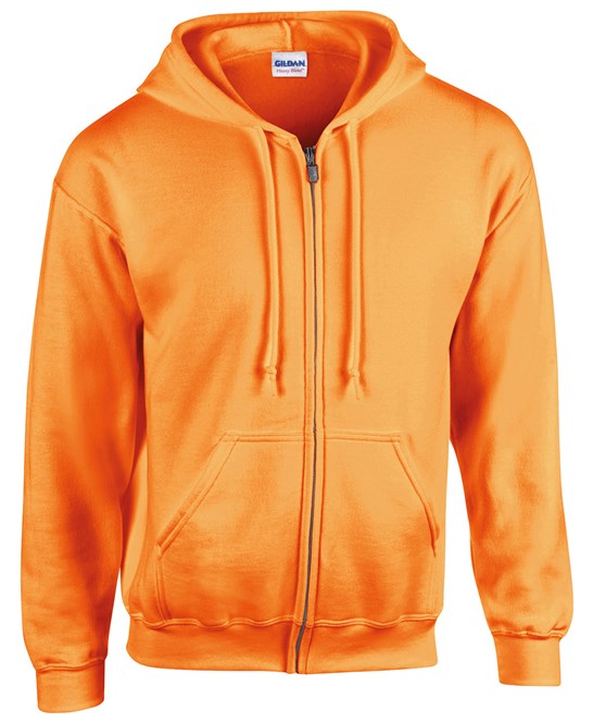 Gildan Heavy Blend Full Zip Hooded Sweatshirt Safety Orange Unisex S-2XL