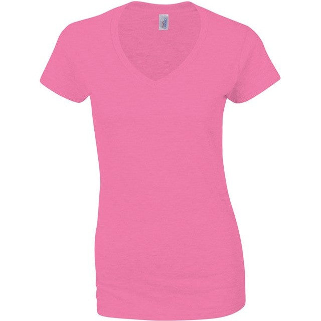 Gildan Softstyle Women's V-Neck T-Shirt Fitted Cotton Tee Various Sizes