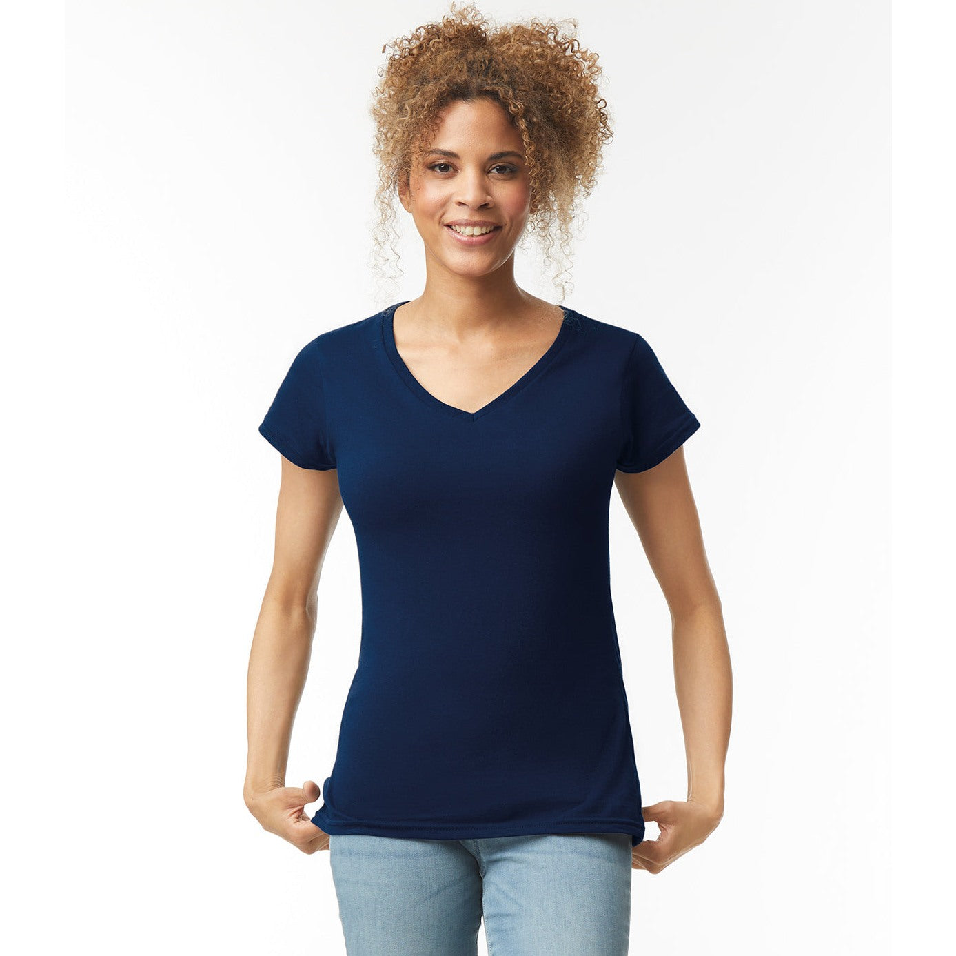 Gildan Softstyle Women's V-Neck T-Shirt Fitted Cotton Tee Various Sizes