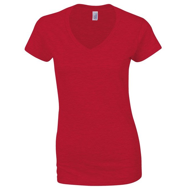 Gildan Softstyle Women's V-Neck T-Shirt Fitted Cotton Tee Various Sizes