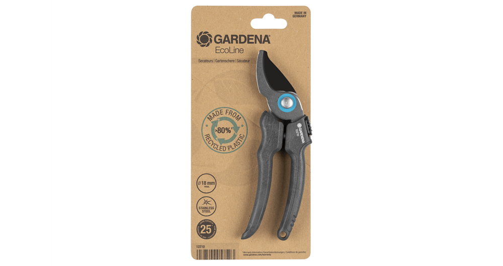 Gardena EcoLine Secateurs Ergonomic Handle Stainless Steel Blades 18mm Cut
