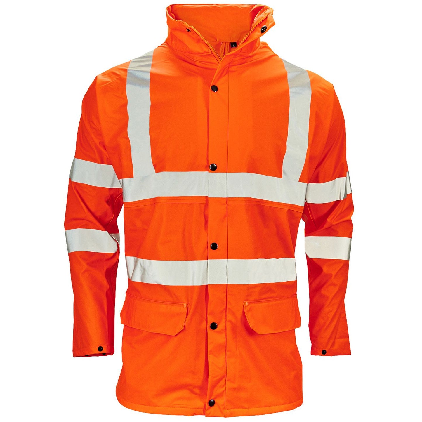 Stormflex Hi Vis Orange PU Jacket Lightweight Waterproof Breathable 2-Way Zip