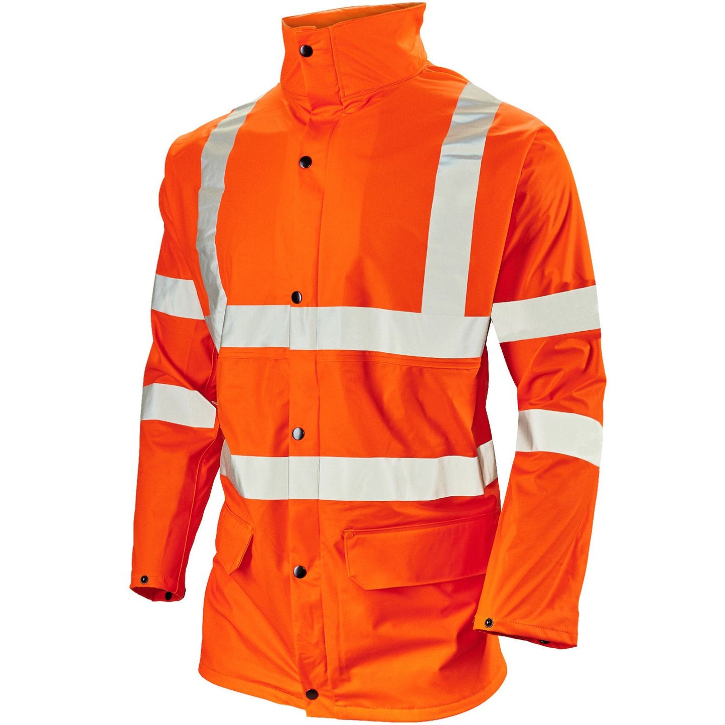 Stormflex Hi Vis Orange PU Jacket Lightweight Waterproof Breathable 2-Way Zip