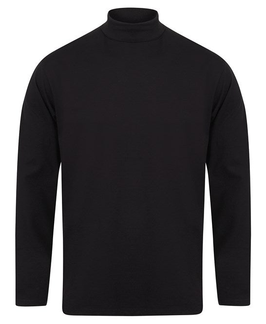 Henbury Long Sleeve Roll Neck Top Cotton Stretch Comfortable Smart Casual Wear