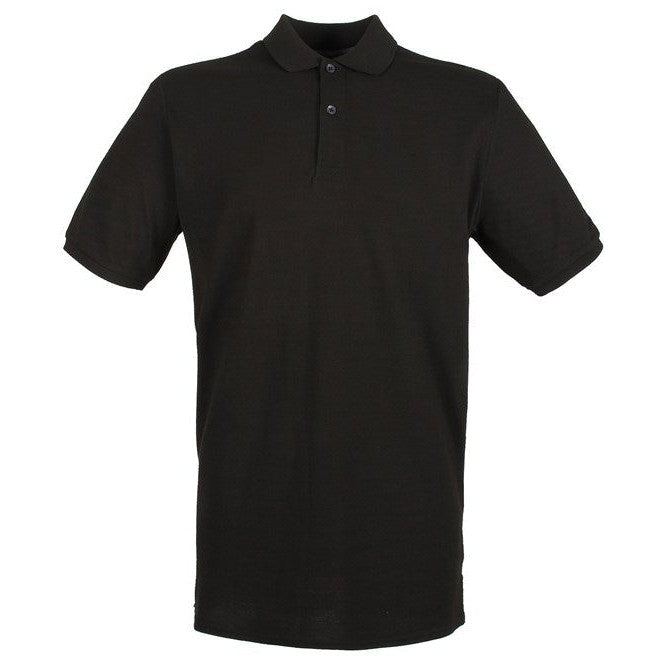 Henbury Micro-Fine PiquÃ© Polo Shirt Black Modern Fit Lightweight Cotton