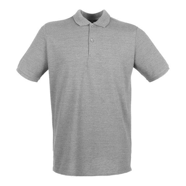 Henbury Micro-Fine PiquÃ© Polo Shirt Heather Grey Modern Fit Lightweight Cotton