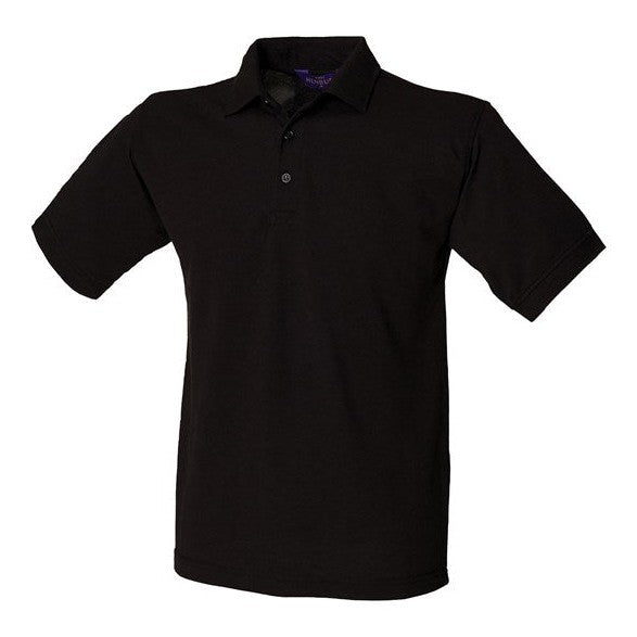 Henbury Classic PiquÃ© Polo Shirt 65/35 Fabric Black Workwear Modern Fit