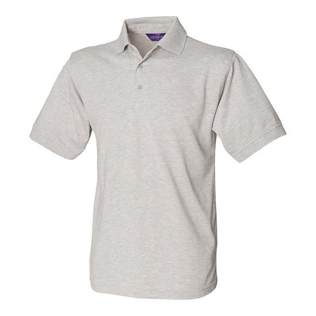 Henbury Classic PiquÃ© Polo Shirt 65/35 Heather Grey Workwear Modern Fit