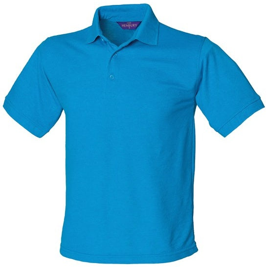 Henbury Classic PiquÃ© Polo Shirt Sapphire Blue 65/35 Workwear Modern Fit