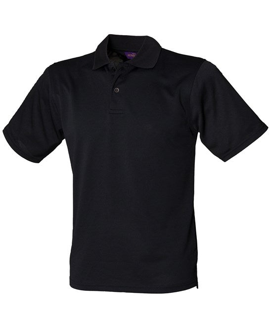 Henbury Coolplus Polo Shirt Black Wicking Performance Micro PiquÃ© Sizes XXS-5XL