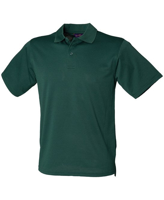 Henbury Coolplus Polo Shirt Wicking Performance Micro PiquÃ© Bottle Green