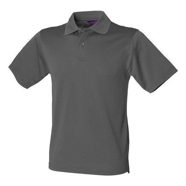 Henbury Coolplus Polo Shirt Charcoal Grey Wicking Performance Micro PiquÃ©