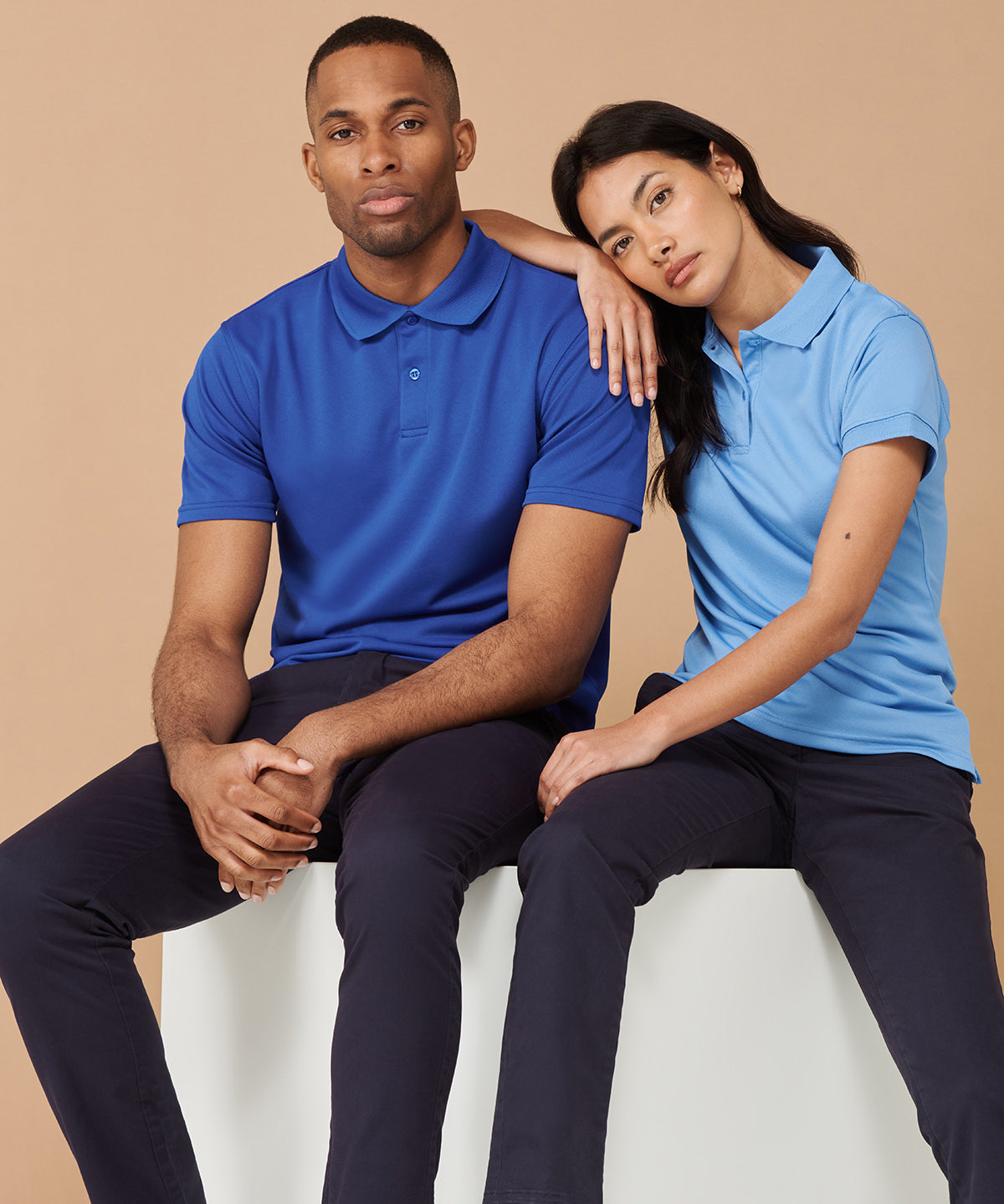 Henbury Coolplus Polo Shirt Light Blue Wicking Performance Micro PiquÃ©