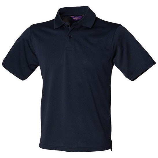 Henbury Coolplus Polo Shirt Navy Wicking Performance Micro PiquÃ© Men's Sizes