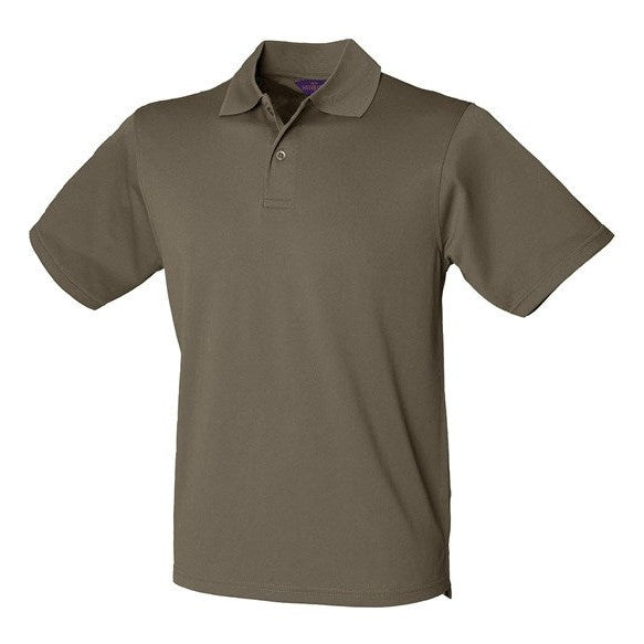 Henbury Coolplus Polo Shirt Olive Wicking Performance Micro PiquÃ© Men's Size
