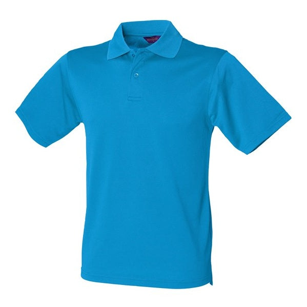 Henbury Coolplus Polo Shirt Sapphire Blue Wicking Performance Micro PiquÃ©