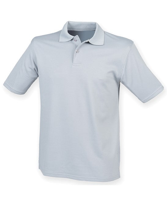 Henbury Coolplus Polo Shirt Silver Grey Wicking Performance Micro PiquÃ©