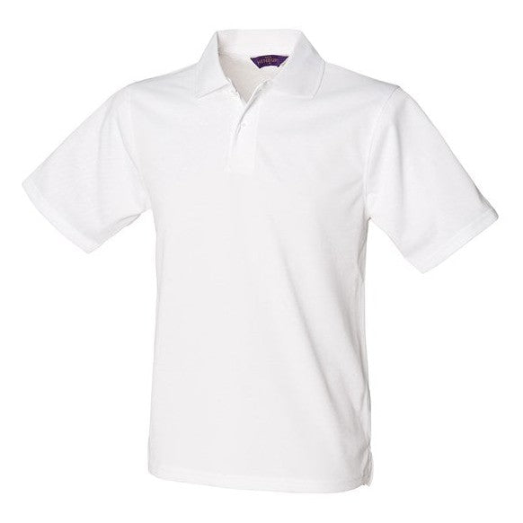 Henbury Coolplus Polo Shirt White Wicking Performance Micro PiquÃ© Sizes XXS-5XL