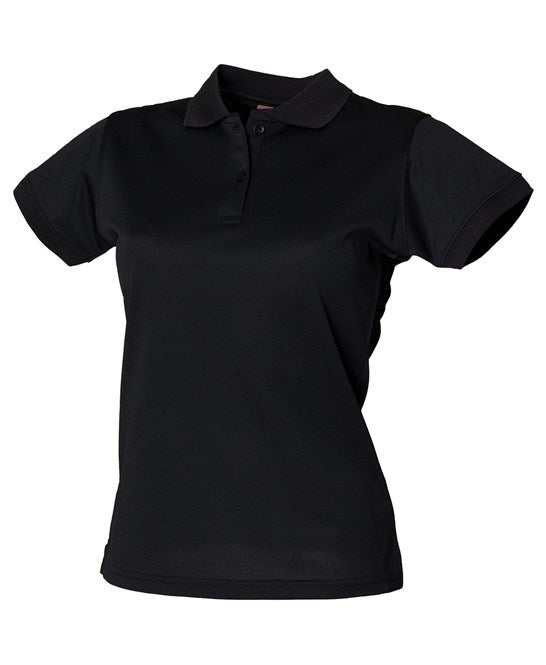 Henbury Women's Coolplus Polo Shirt Black Fitted Wicking Performance Top