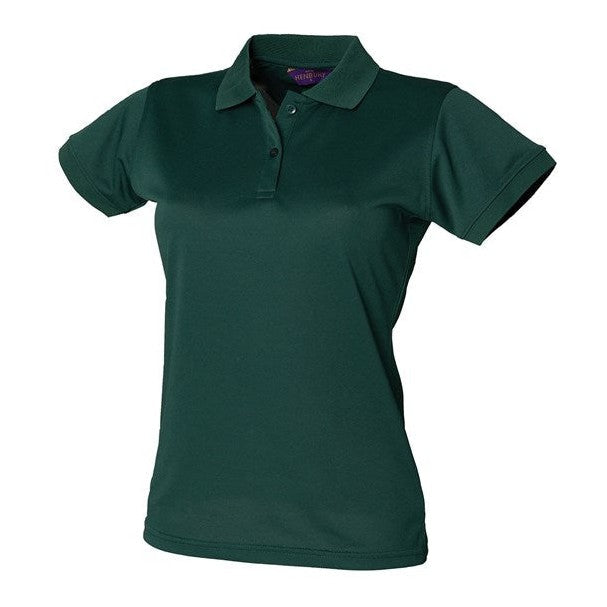 Henbury Women's Coolplus Polo Shirt Wicking Performance Fitted Bottle Green