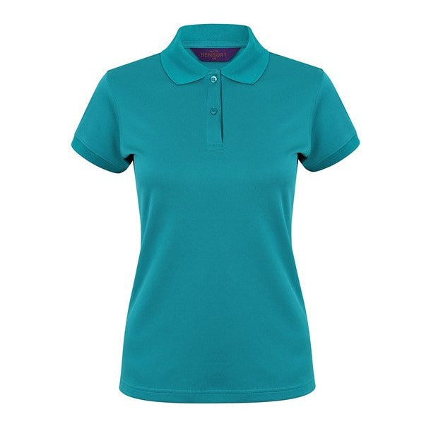 Henbury Women's Coolplus Polo Shirt Bright Jade Fitted Wicking Performance