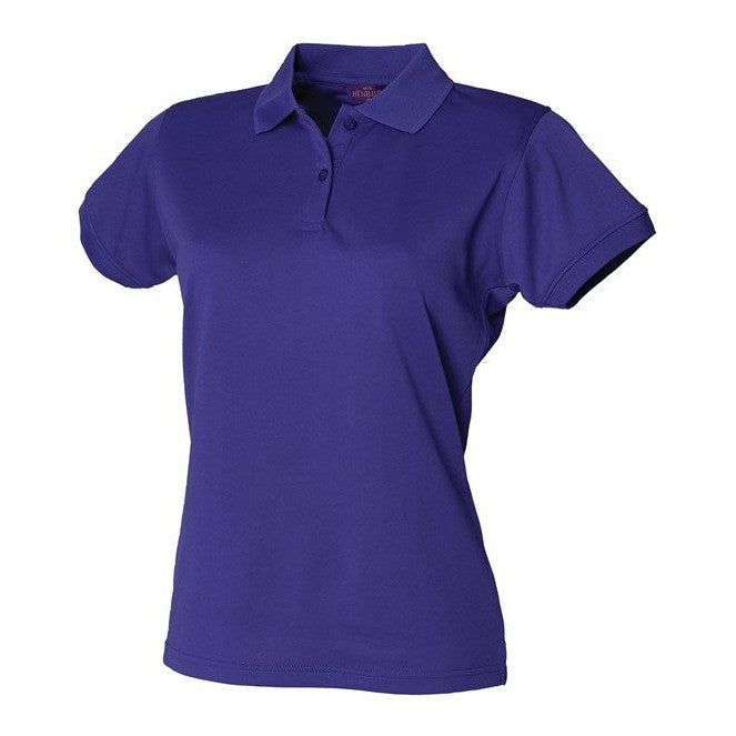 Henbury Women's Coolplus Polo Shirt Fitted Wicking Bright Purple Size XS-3XL
