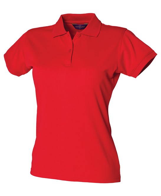 Henbury Women's Coolplus Polo Shirt Classic Red Fitted Wicking Performance Top