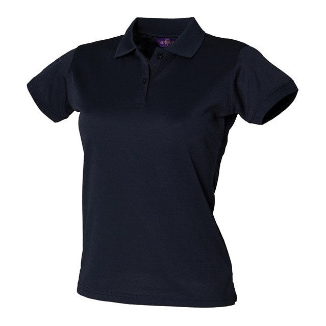 Henbury Women's Coolplus Polo Shirt Navy Fitted Wicking Performance Top