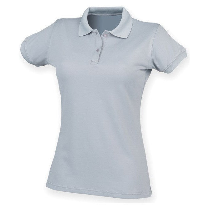 Henbury Women's Coolplus Polo Shirt Silver Grey Fitted Wicking Performance Top