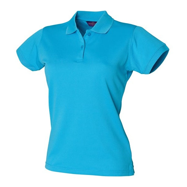 Henbury Women's Coolplus Polo Shirt Turquoise Fitted Wicking Performance Top