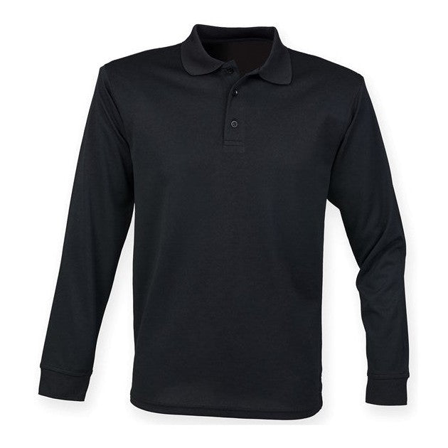 Henbury Long Sleeve Coolplus Polo Shirt Unisex Wicking Micro 100% Polyester