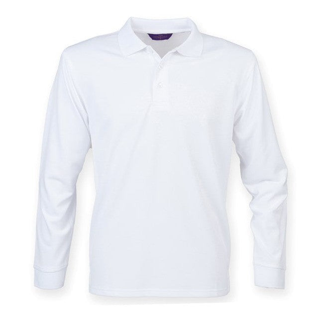 Henbury Long Sleeve Coolplus Polo Shirt Unisex Wicking Micro 100% Polyester