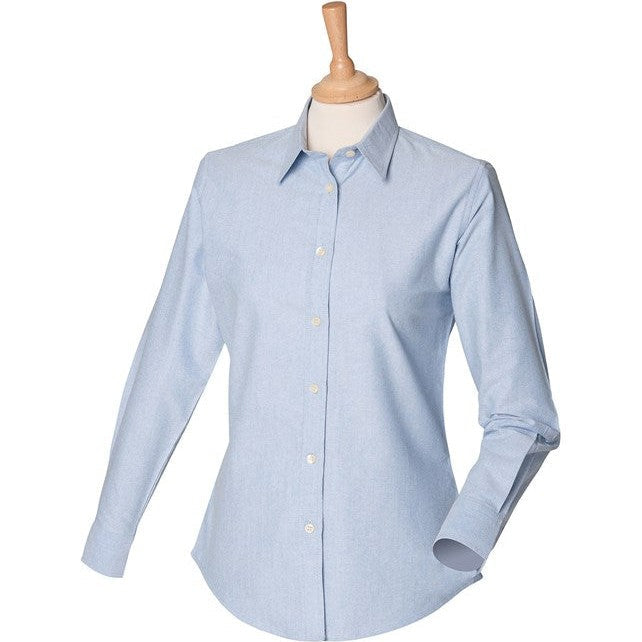 Henbury Women's Classic Long Sleeve Oxford Shirt Wrinkle Resistant Cotton Blend