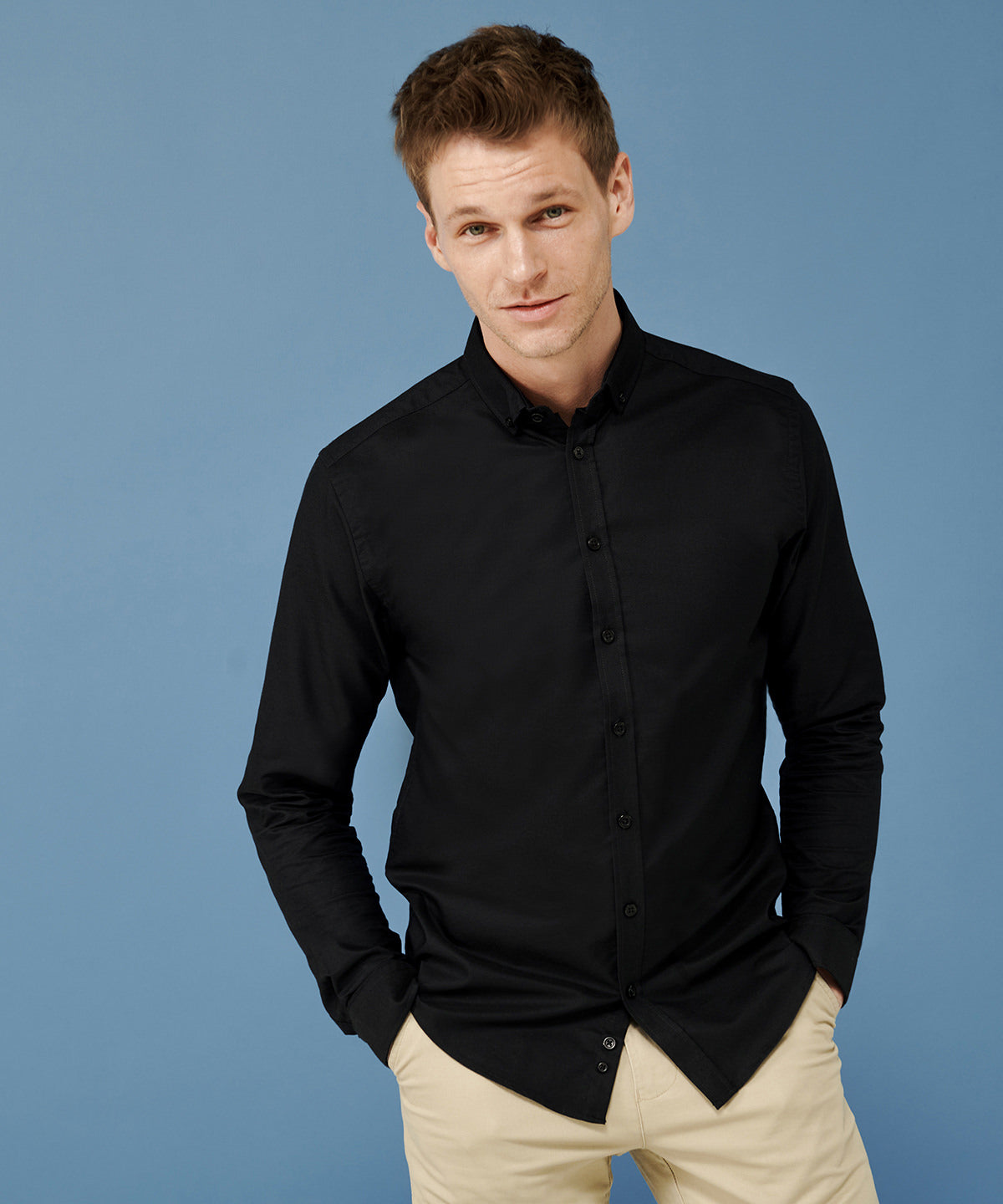 Henbury Modern Long Sleeve Oxford Shirt Wrinkle Resistant Tag Free Fit Options