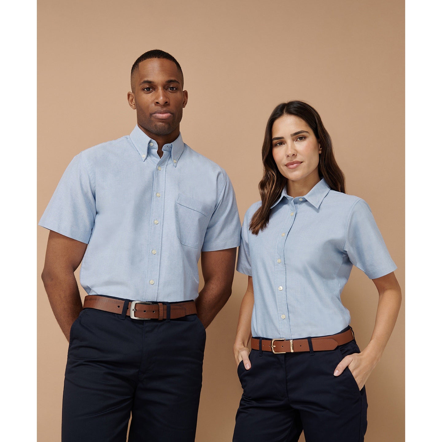 Henbury Classic Fit Short Sleeve Oxford Shirt Wrinkle-Resistant Corporate Wear