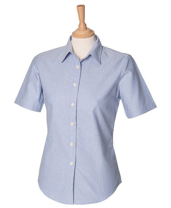 Henbury Women's Classic Fit Short Sleeve Oxford Shirt Wrinkle-Resistant