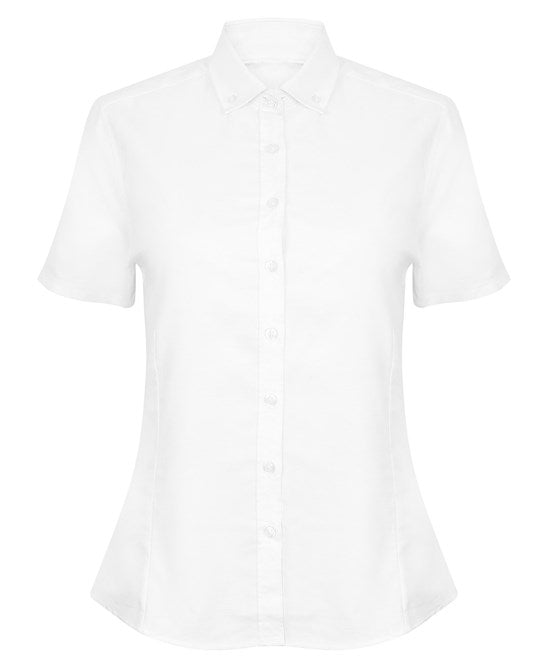 Henbury Women's Short Sleeve Oxford Shirt Lightweight Wrinkle-Resistant Fit