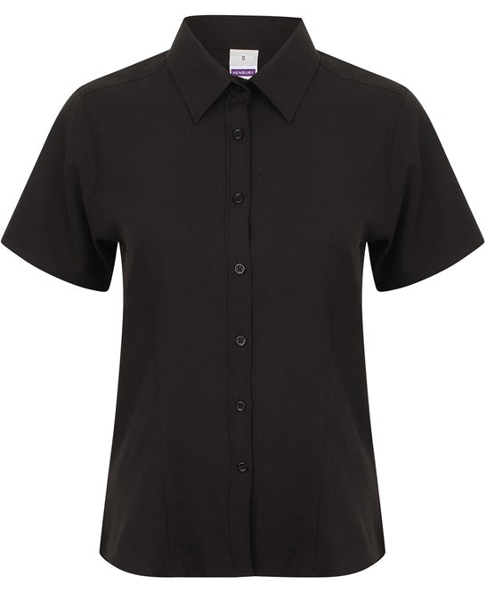Henbury Women's Antibacterial Wicking Short Sleeve Shirt Quick Dry UVPF 50