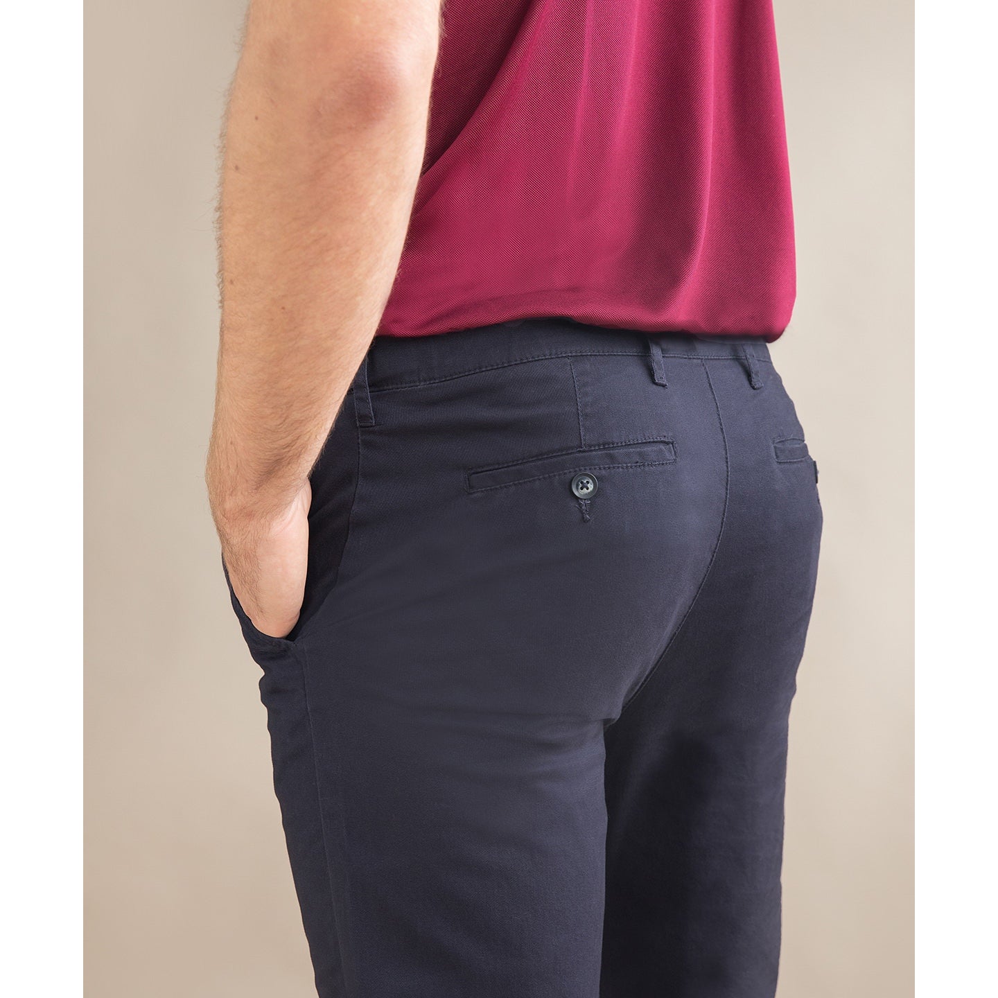 Henbury Stretch Chinos Slim Fit Flex Waistband Cotton Twill Men's Trousers