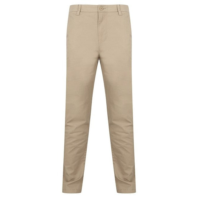 Henbury Stretch Chinos Slim Fit Flex Waistband Cotton Twill Men's Trousers