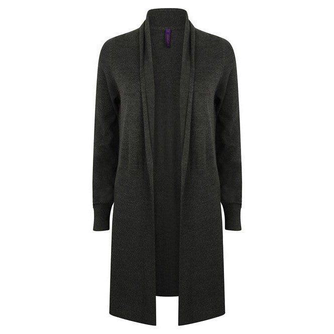 Henbury Women's Longline Open Cardigan 50% Cotton 50% Acrylic Modern Style